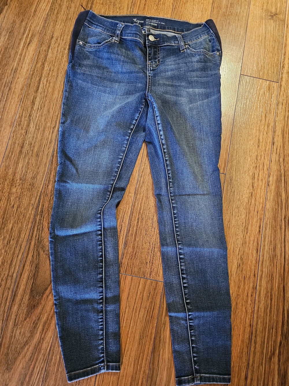 Thyme Maternity Dark Blue Skinny Jeans with Stretch Panel